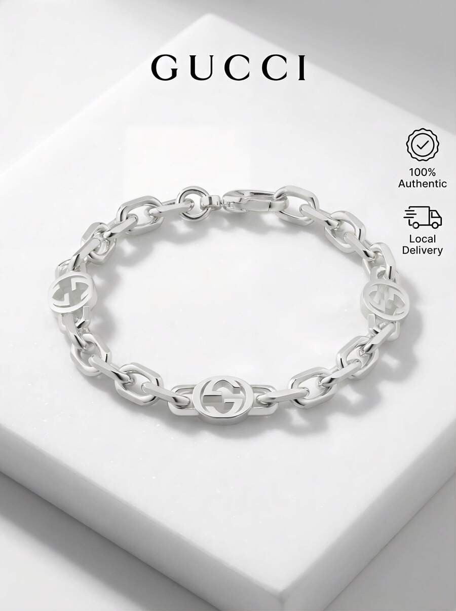 Gucci Bracelet In Sterling Silver With Interlocking G Logo | SHEIN