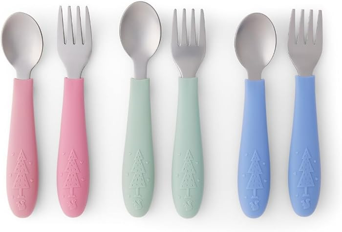 Elk and Friends Kids Silverware with Silicone Handle | Childrens Safe Flatware | Toddler Utensils... | Amazon (US)