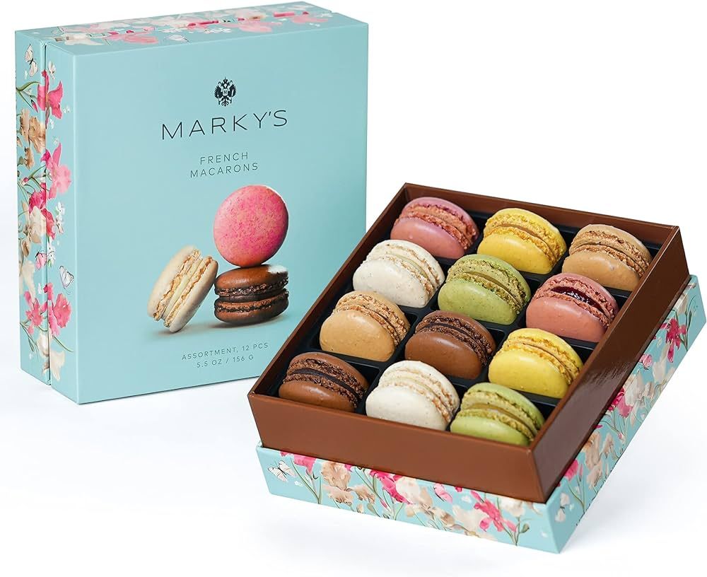 French Almond Macarons Gift Box – 12 PCS – Assorted Macaroons Basket Variety of Flavors Cookies Impo | Amazon (US)