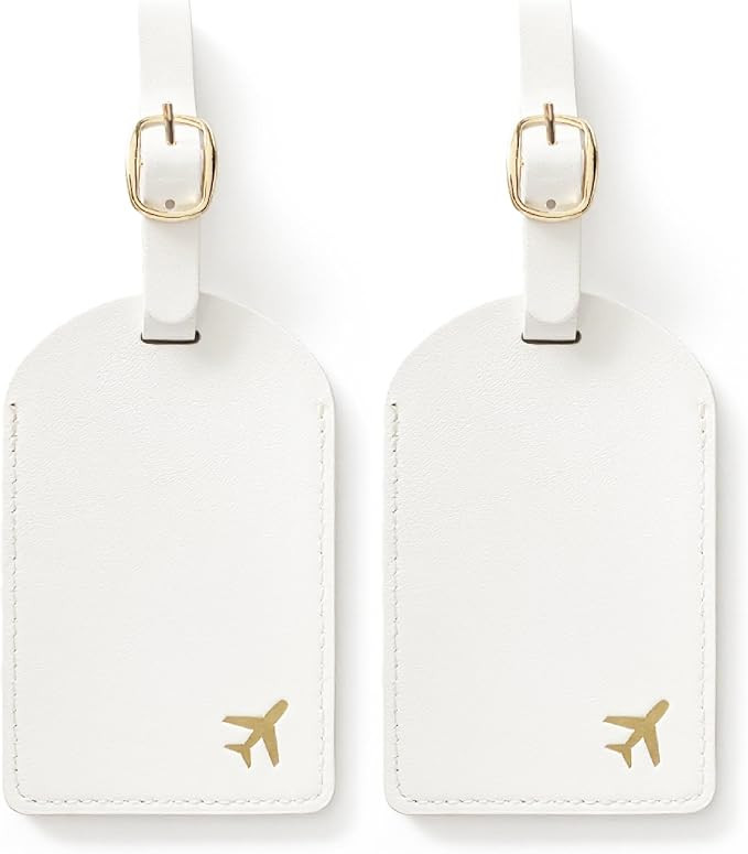 Luggage Tags for Suitcases,2 Pack PU Leather Privacy Protection Bag Tags Travel Accessories Essen... | Amazon (US)