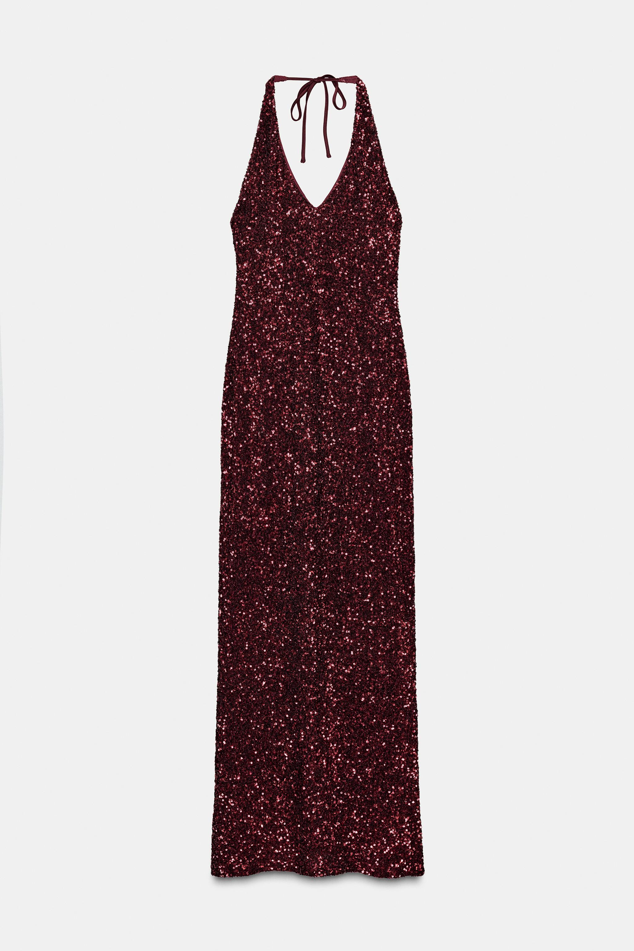 SEQUIN V-NECK DRESS | Zara US