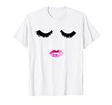 Funny Eyelash and Pink Lips T-shirt, Gift for Girls, Women | Amazon (US)