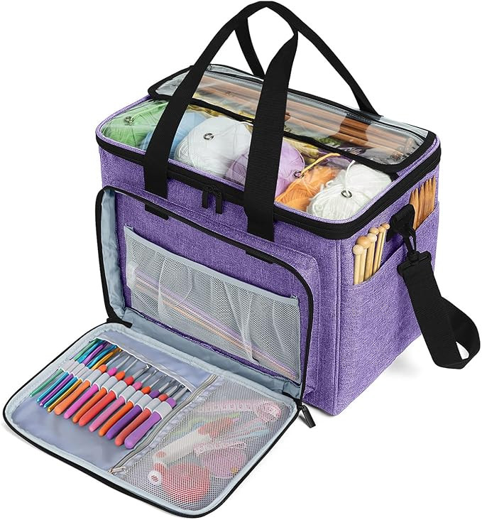 Teamoy Knitting Bag, Yarn Storage Tote with Inner Divider for Yarn and Unfinished Project, High C... | Amazon (CA)