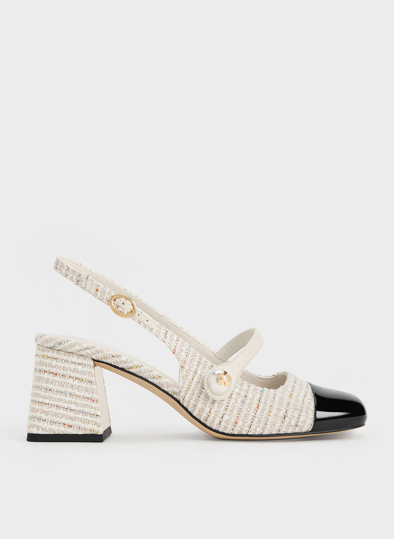 Chalk Aeryn Pearl-Embellished Slingback Pumps | CHARLES & KEITH UK | Charles & Keith UK