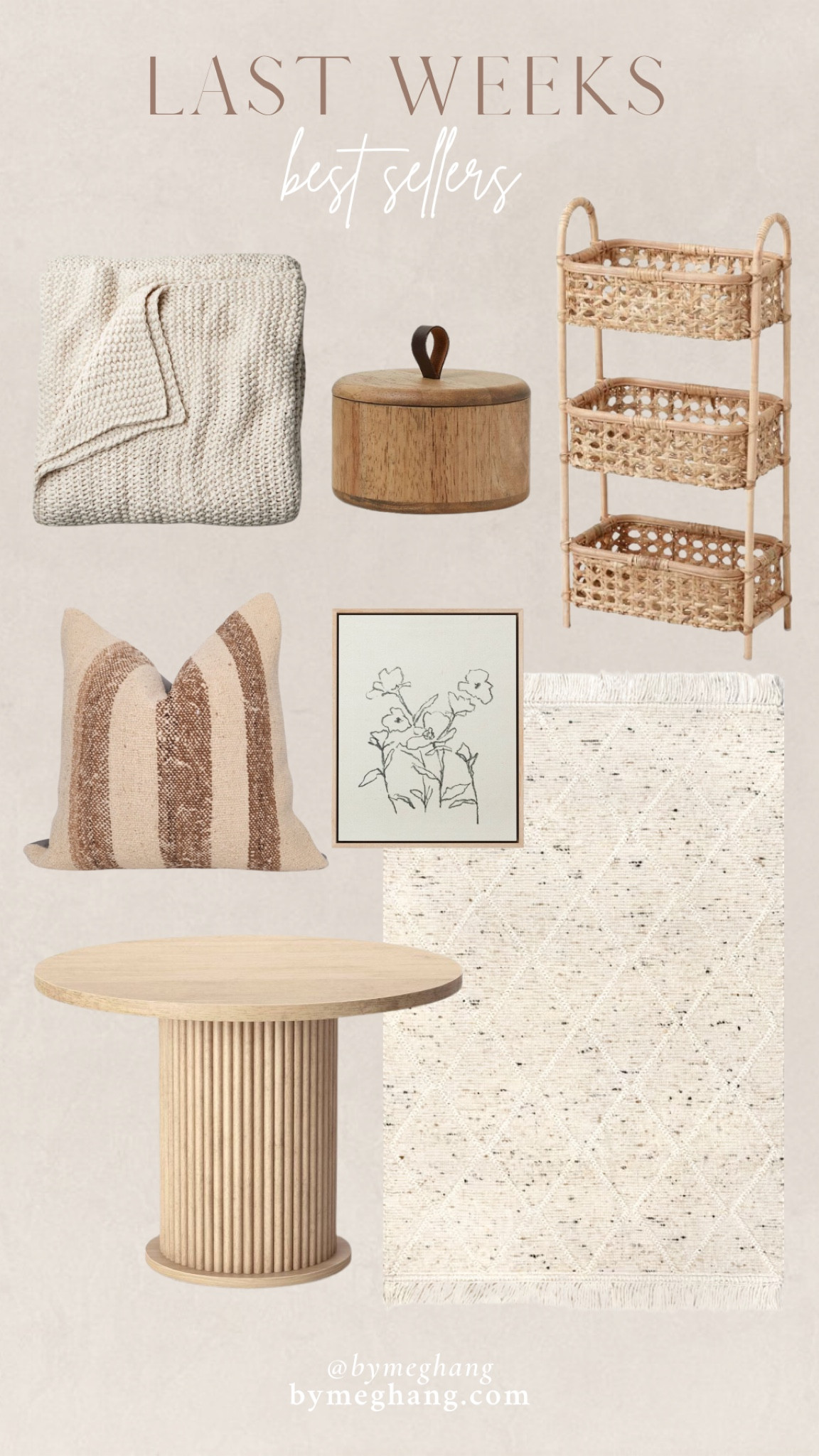 Last weeks most loved items! The best bed throw blanket, wooden canister, rattan storage tower, kilim pillows, floral art, beige rug, boho rug, transitional rug, affordable fluted dining table 

#LTKhome #LTKFind
