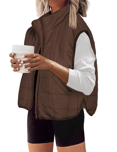 Zeagoo Womens Puffer Vest Ladies Sleeveless Zip Up Outerwear Warm Puffer Lightweight Down all Win... | Amazon (US)