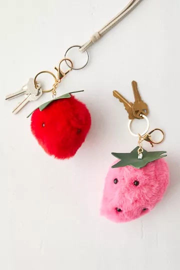 Fluffy Strawberry Keychain | Urban Outfitters (US and RoW)