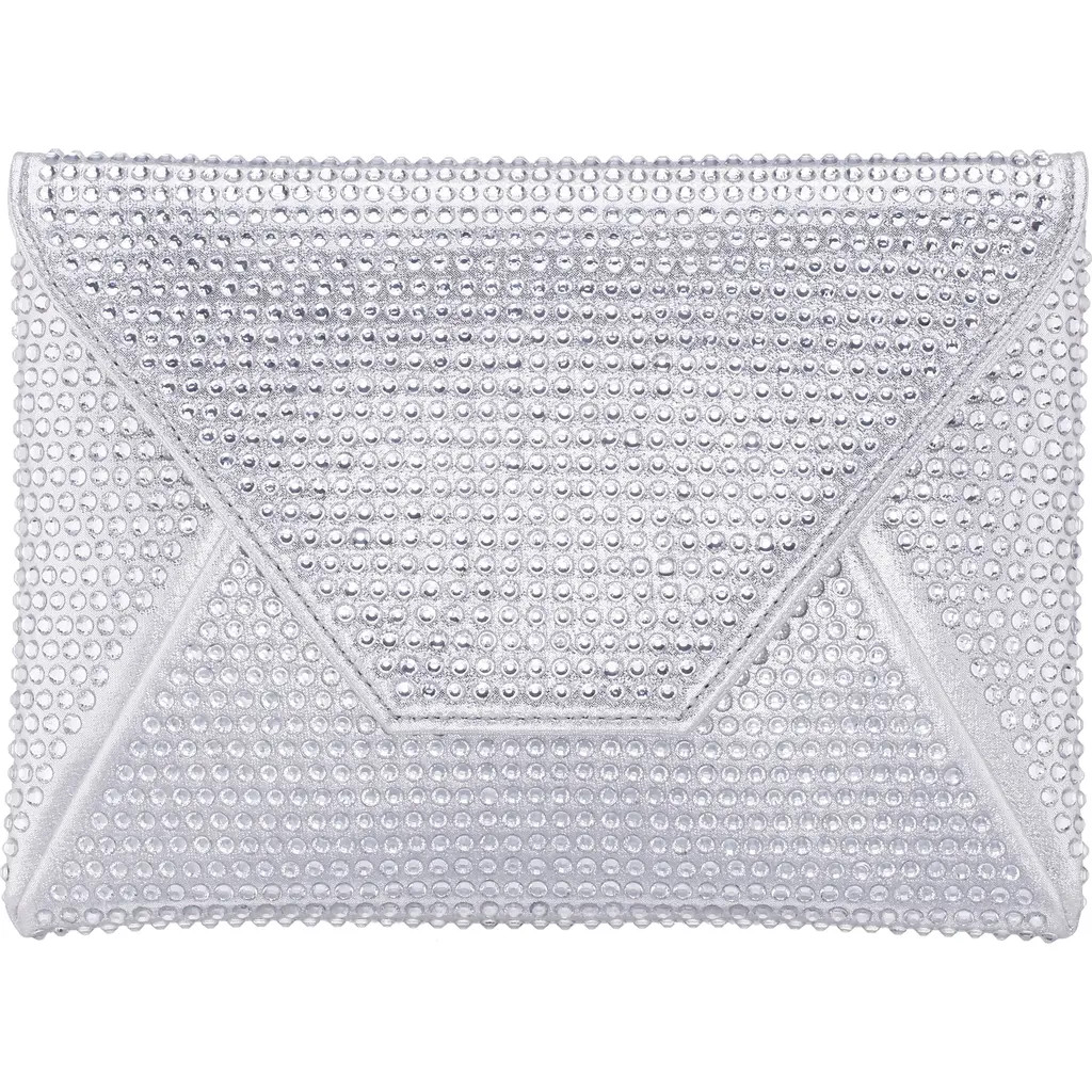 Nina Lorna Embellished Envelope Clutch in Silver at Nordstrom | Nordstrom