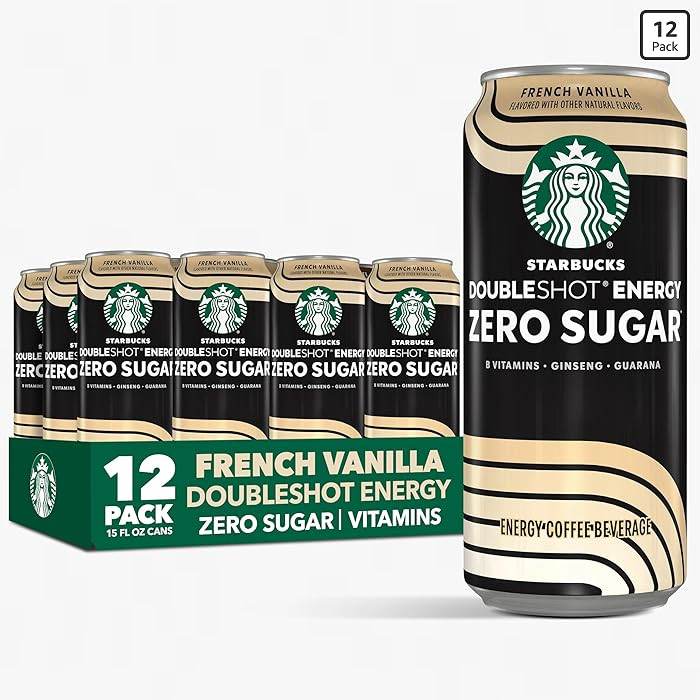 Starbucks Doubleshot Zero Sugar Coffee Energy Drink, French Vanilla, 15 fl oz Cans, (12 Pack), Ze... | Amazon (US)