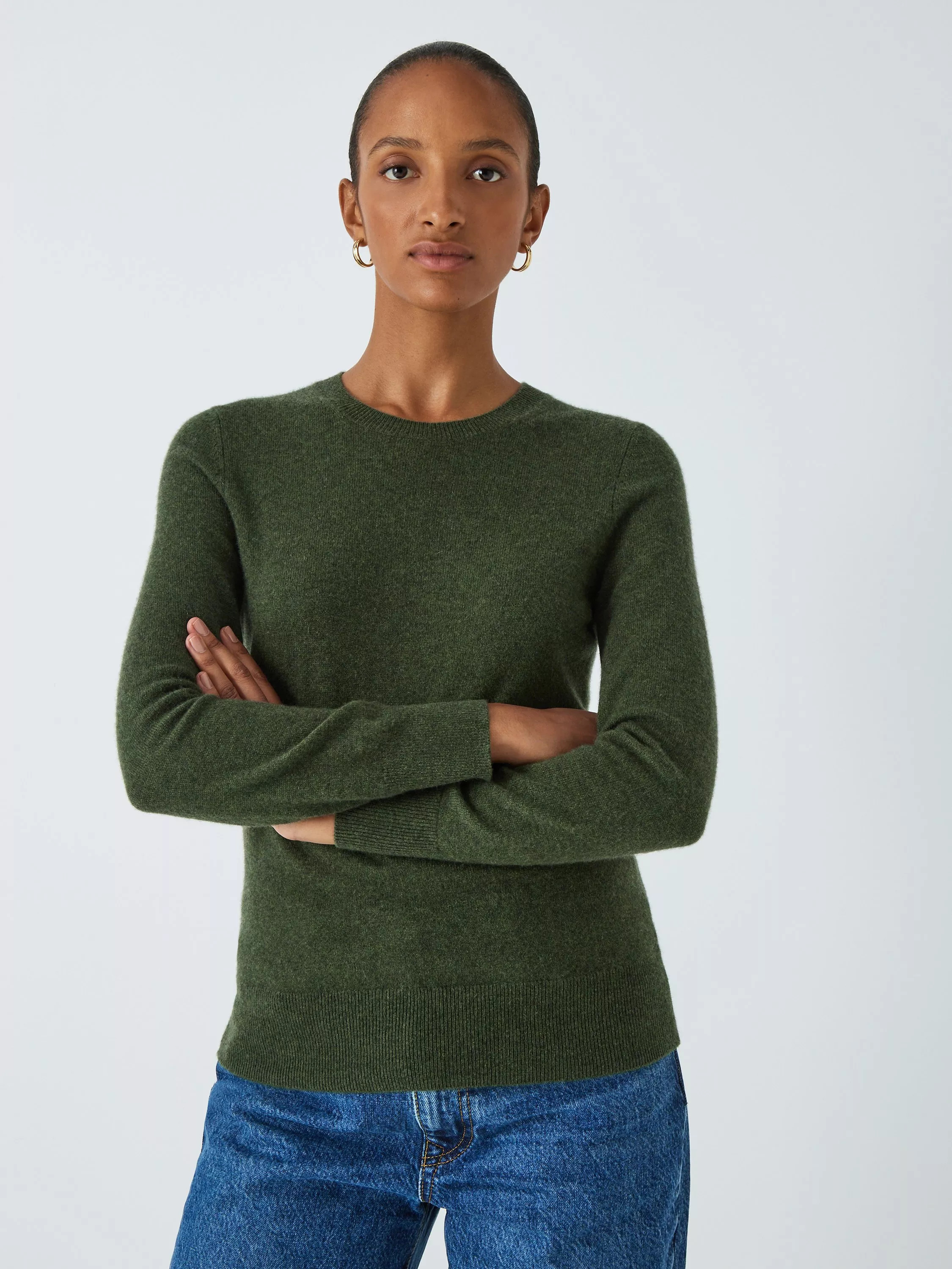 John LewisCashmere Crew Neck Jumper, Khaki, 8 | John Lewis (UK)