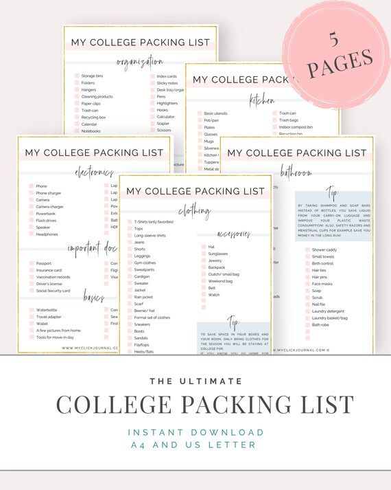College Packing List | Dorm Decor | Dorm Room Essential | College Student Printable | College Ess... | Etsy (US)