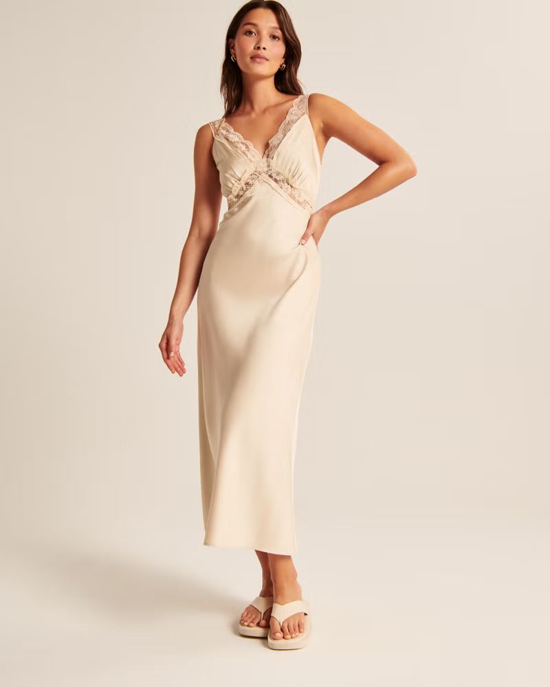 Women's Satin Slip Midi Dress | Women's Clearance | Abercrombie.com | Abercrombie & Fitch (US)