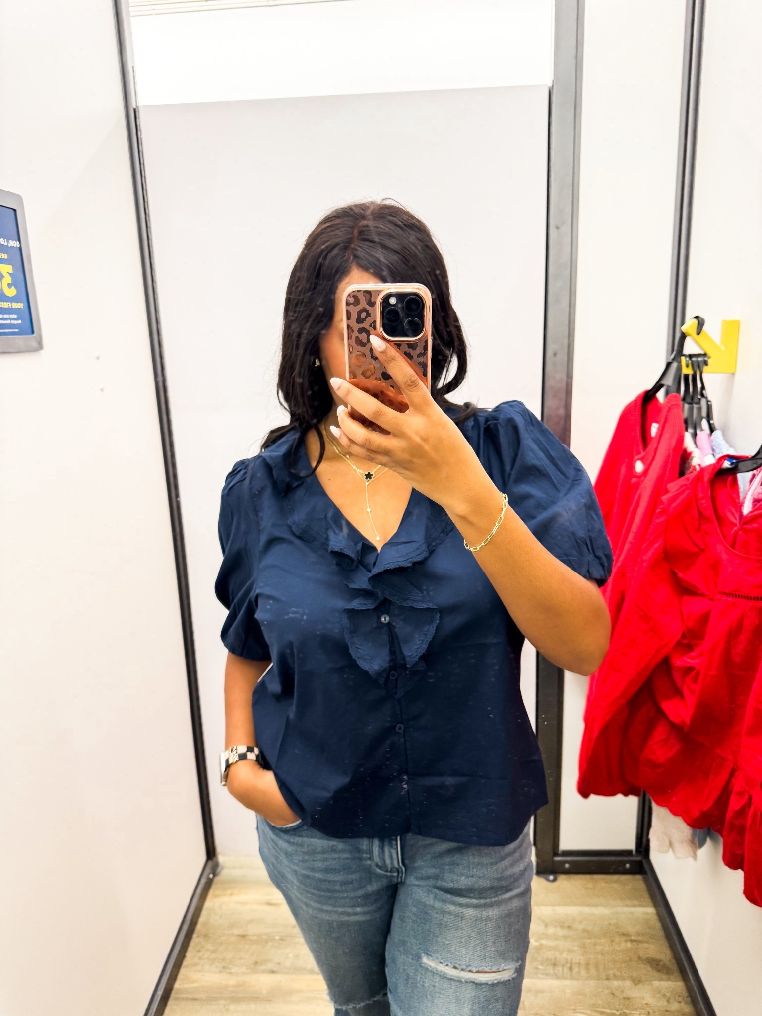 Love a button down blouse that I can pull on and love the ruffle details! Fits tts wearing large 

#LTKSeasonal #LTKWorkwear #LTKMidsize