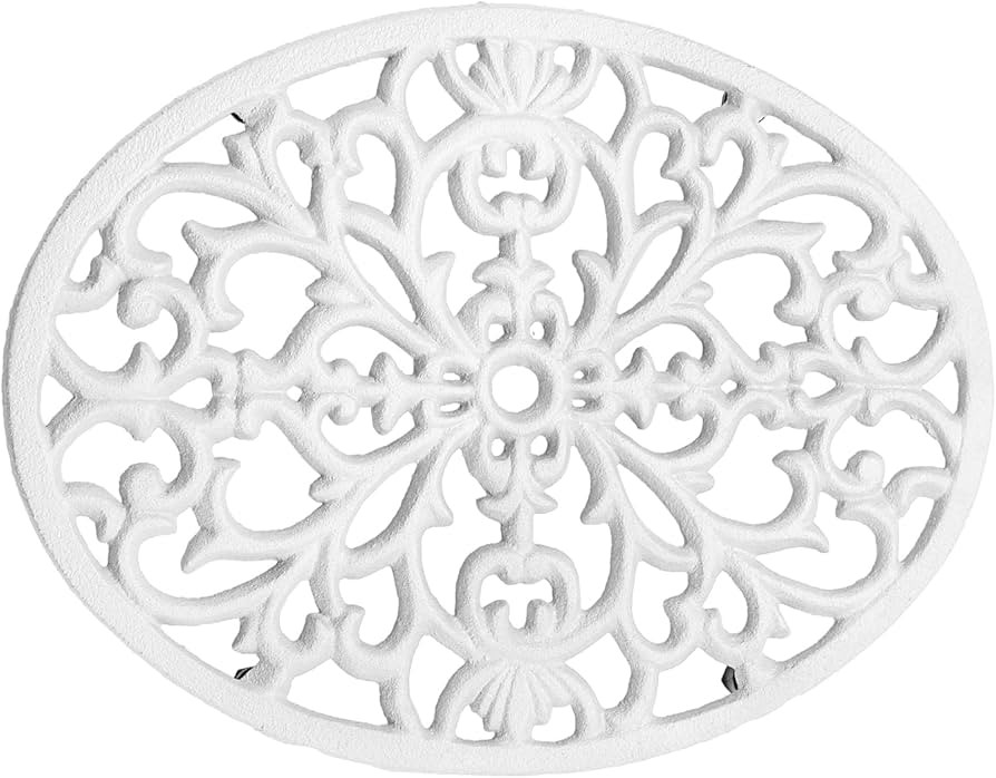 Sumnacon 1Pcs Oval Cast Iron Trivet - Antique Heat Resistant Metal Trivet for Hot Dish Pot Pan Te... | Amazon (US)