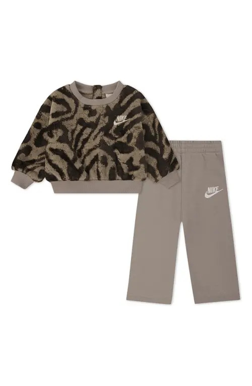 Nike Wild Warmth Sweatshirt & Wide Leg Pants Set in Mink Brown at Nordstrom, Size 24M | Nordstrom