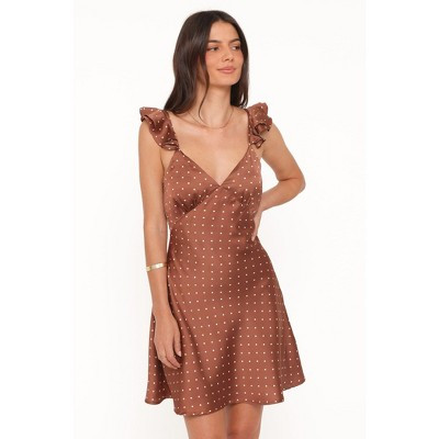 Cassinda Mini Dress - Brown Polka Dot L | Target