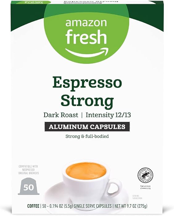 Amazon Fresh Espresso Strong Dark Roast Aluminum Capsules, Compatible with Nespresso Original Bre... | Amazon (US)