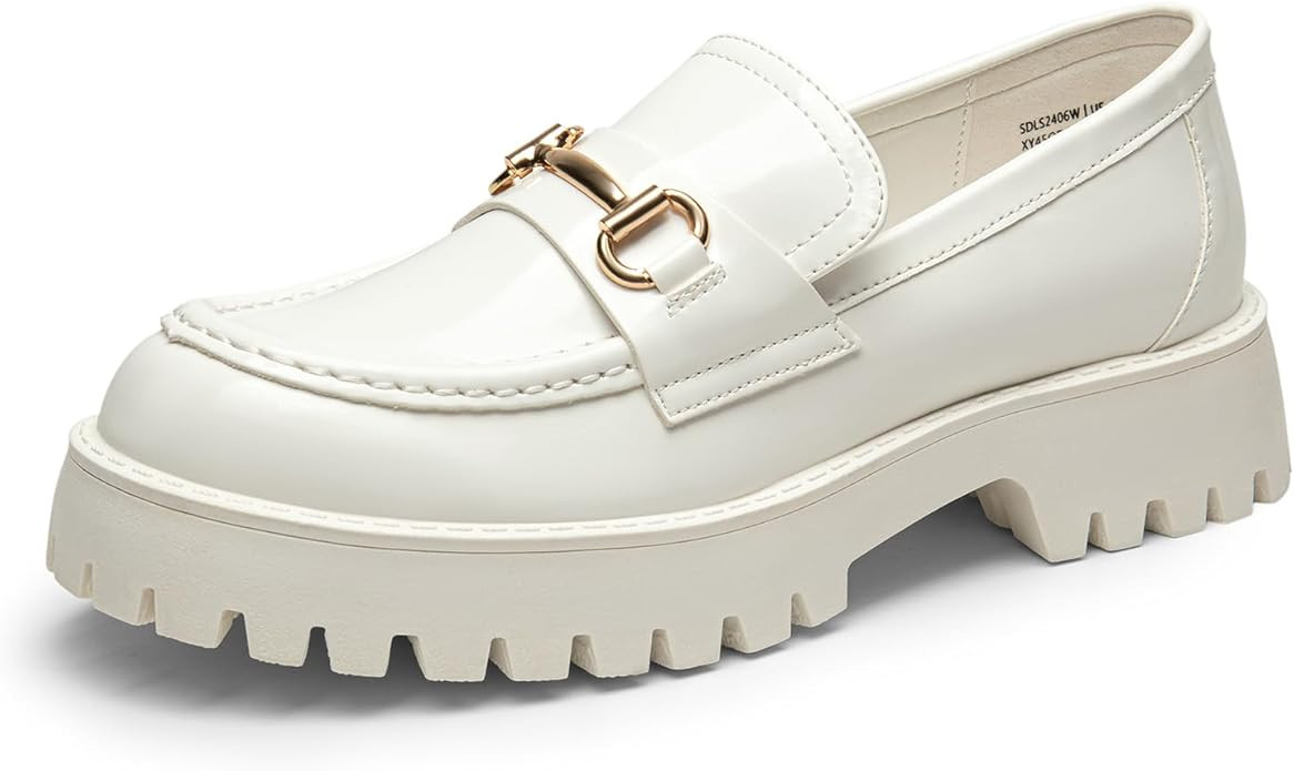 DREAM PAIRS Womens Loafers, Slip-On Platform Chunky Heel Penny Loafers for Women, Comfortable Wom... | Amazon (US)