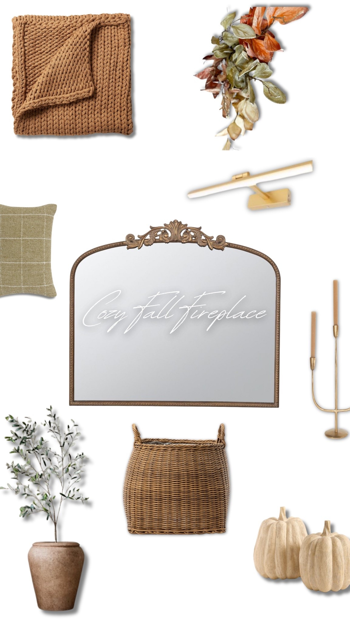 Some of my favorite pieces to cozy up your fireplace for fall! A basket with extra pillows and throws, candles for height, greenery and more!

#fireplacedecor #falldecor #livingroomdecor

#LTKSaleAlert #LTKSeasonal #LTKHome