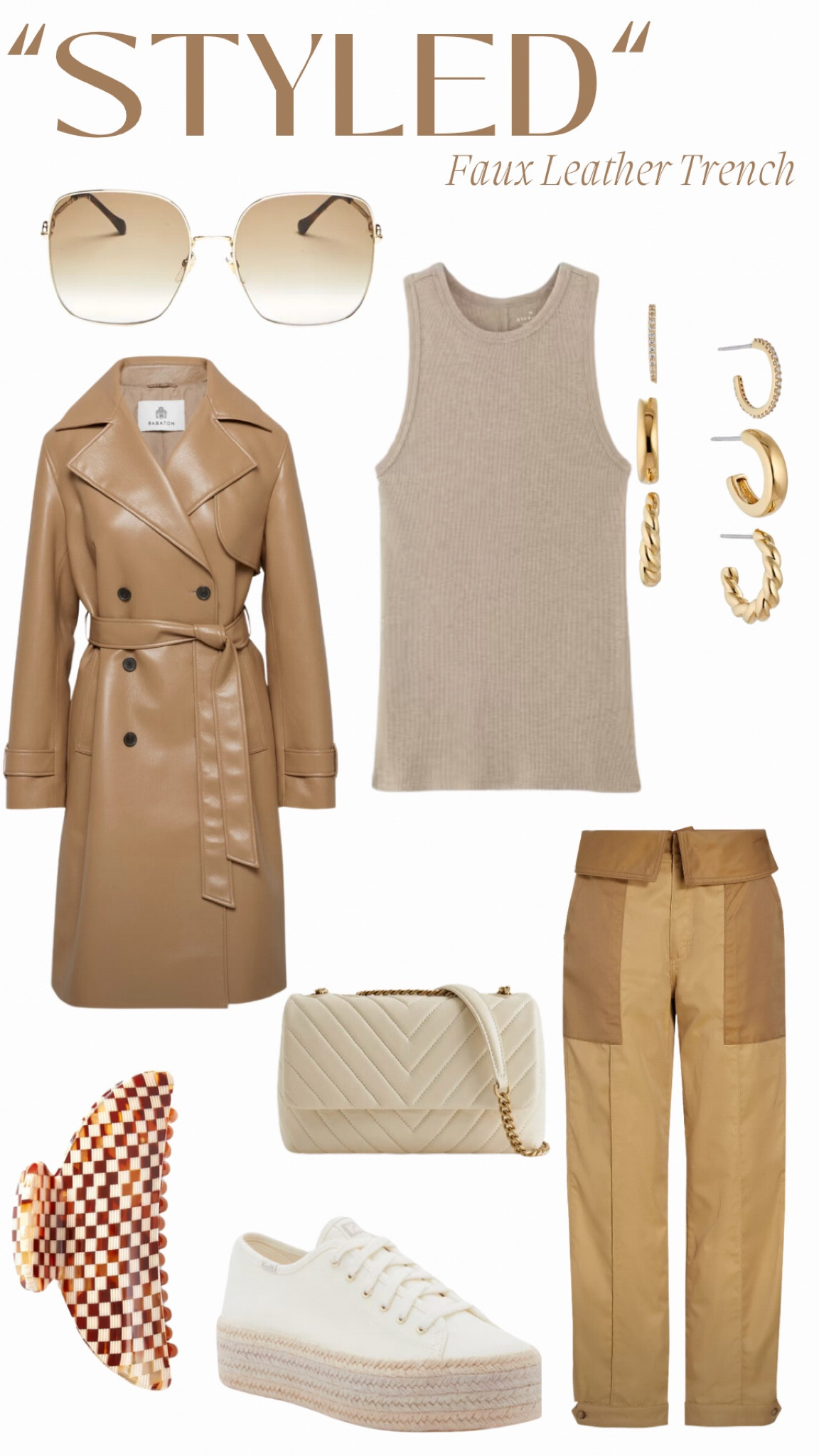 “Styled” Leather Trench Coat

Coat: Aritzia
Fold over Trousers: Frame
Ribbed Racerback Tank: Everlane
Espadrille Platform Sneaker: KEDS
Square Gradient Sunglasses: Gucci
Tortoise Checker Claw Clip: Machete
Quilted Crossbody: Quince
Huggie Hoop Earrings: Nadri

#LTKSeasonal #LTKitbag #LTKshoecrush