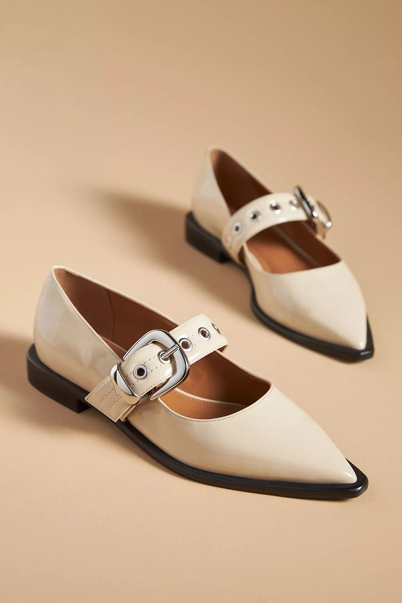 Maeve Pointed-Toe Moto Mary Jane Flats | Anthropologie (US)