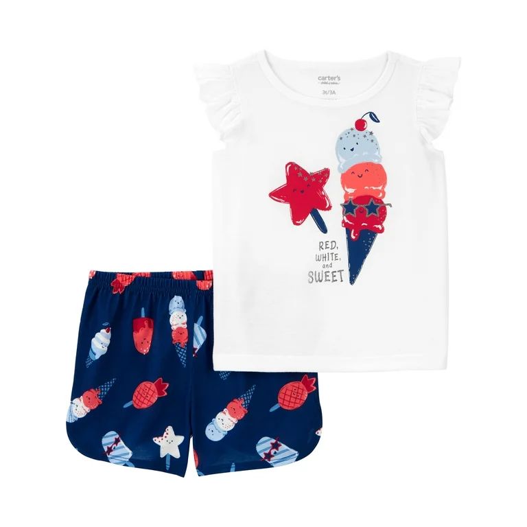 Carter's Child of Mine Toddler Girl Patriotic Pajama Set, 2-Piece, Sizes 12M-5T | Walmart (US)
