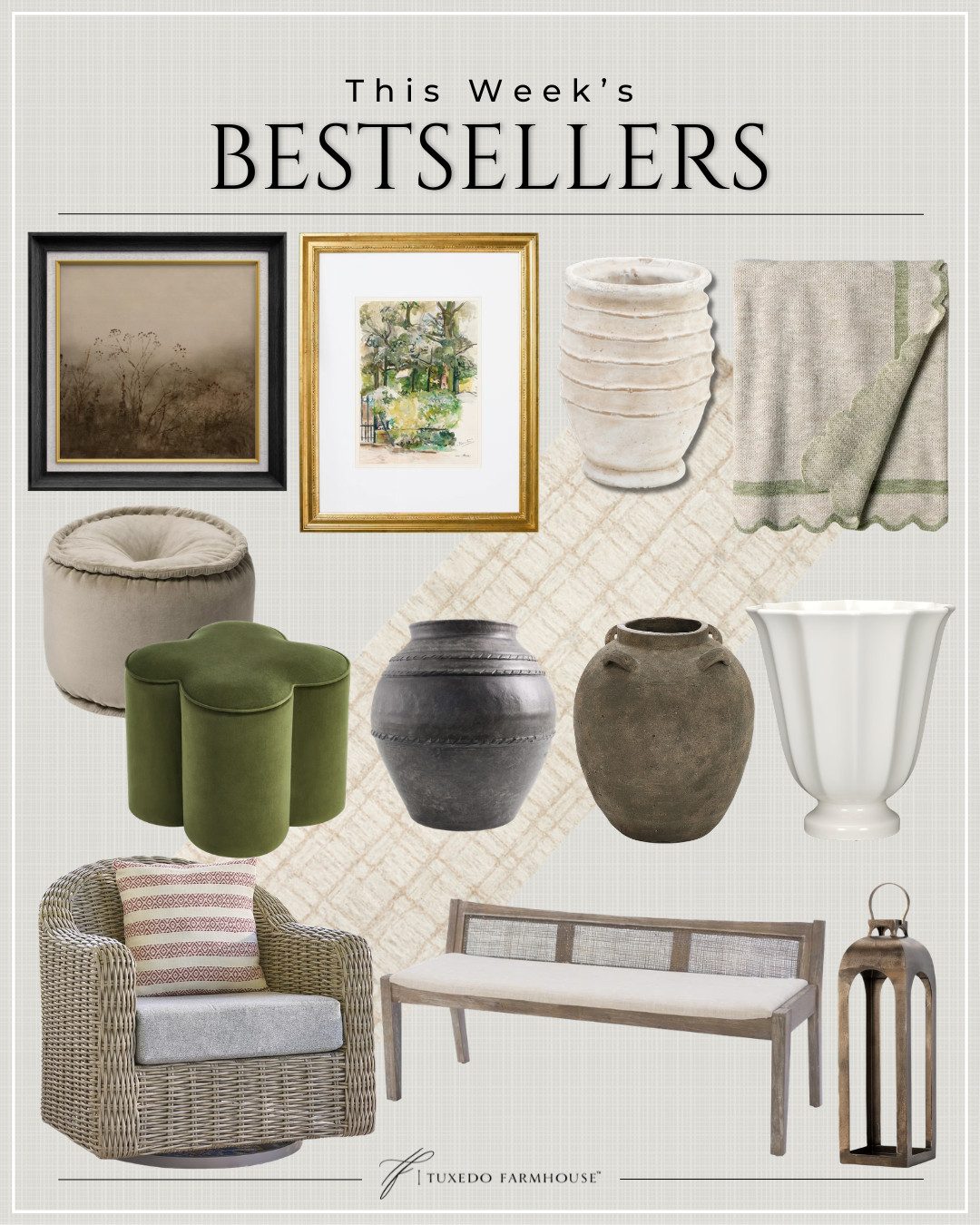 This Week's Bestseller's

Which one was your favorite this week?

Seasonal, home decor, accent chairs, rugs, wall art, frames, pillows, lamps, baskets, candles, books, coffee tables, ottomans, trays, bowls, consoles, accent tables
 

 #LTKSeasonal #LTKHome #LTKSaleAlert