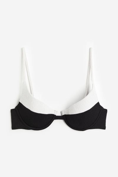 Padded bikini top - Black/White - Ladies | H&M GB | H&M (UK, MY, IN, SG, PH, TW, HK)