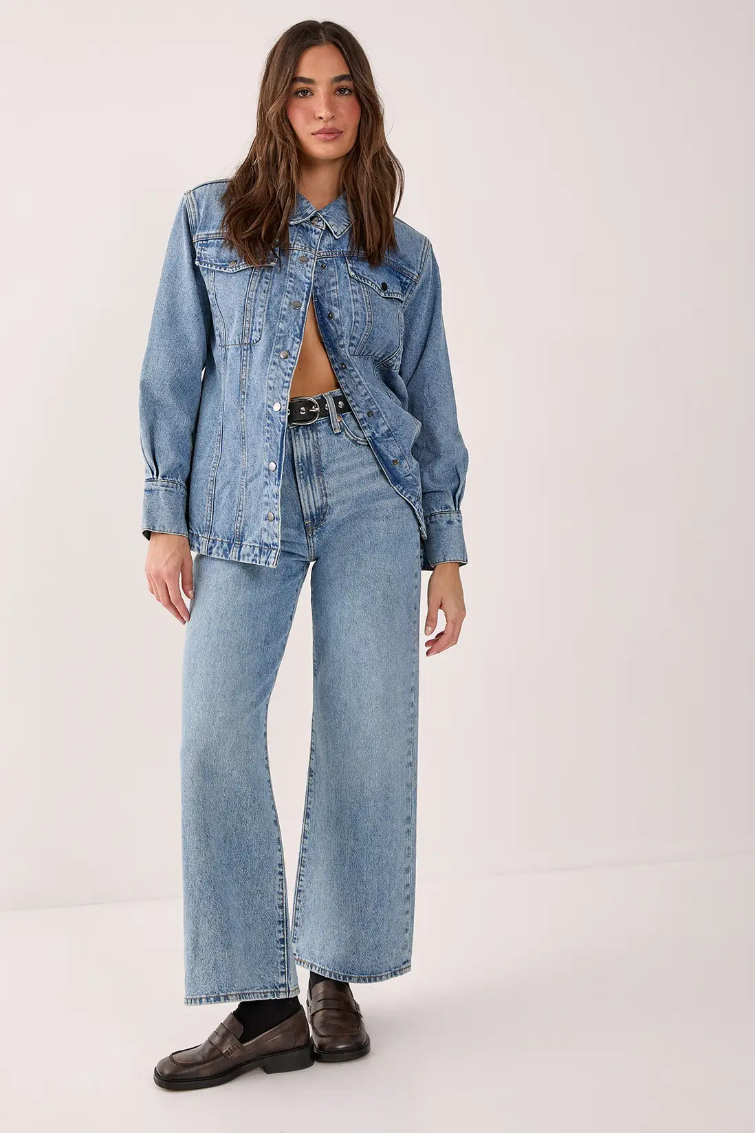 Denim Shoulder Pad Shirt | Nasty Gal US