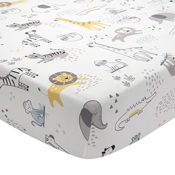 Lambs & Ivy Animal Jungle Soft 100% Cotton Jersey Baby Fitted Crib Sheet | Amazon (US)