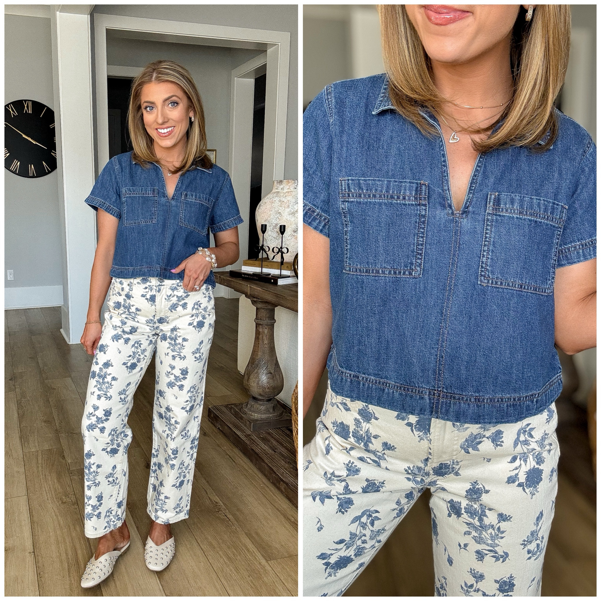 How cute are these floral printed jeans?! 🌸 These Old Navy straight leg floral jeans are such a fun twist on classic denim.

I paired them with a cropped denim top for a double denim moment that still feels fresh and spring-ready. Such a great way to add print to your everyday wardrobe.

Perfect for spring brunch, girls day, or casual date night.

✨ High rise fit
✨ Straight leg silhouette
✨ Statement spring denim

#oldnavystyle #floraljeans #springdenim #denimoutfit #affordablefashion #casualspringlook

#LTKootd #LTKSaleAlert #LTKPetite