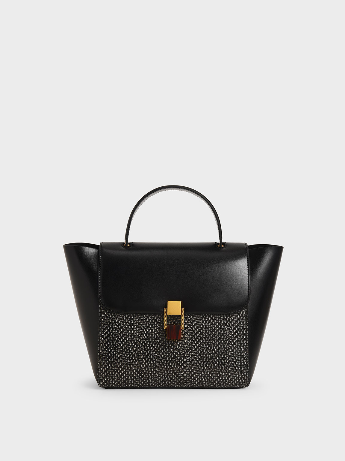 Snake Print Stone-Embellished Trapeze Bag
- Black | CHARLES & KEITH (US)
