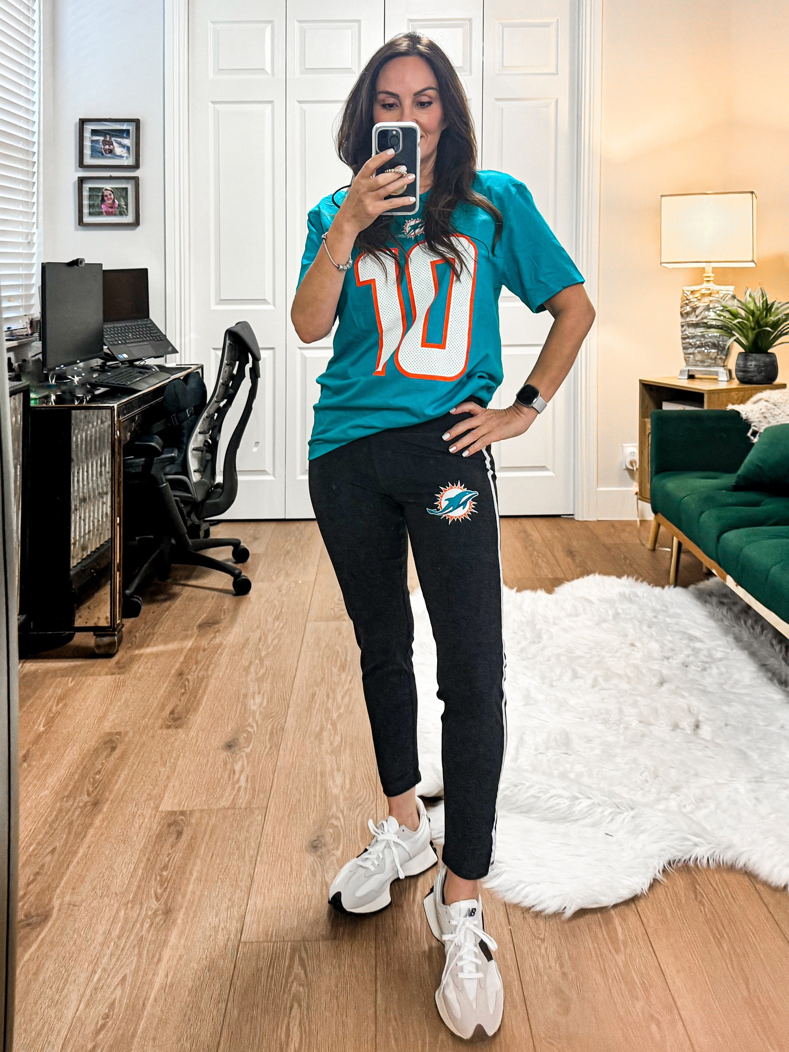 Get your football on. Almost always a promotion or sale on NFL gear. If you like this legging look, they usually have the same style for every team. 

Also get your kids their favorite team outfits!

I’m wearing M in the leggings. These are soft not a stretchy tight yoga style. Not booty lifting like my favorite @spanx leggings but so cute and comfy for game day. Love the team logo placement and the stripes on the side. 

Also perfect length for short people like me. Im 5’4”

Football season
NFL clothes 
Miami dolphins 
Sports 
Cute NFL clothes 
Fanatics 
NFL shop
Jersey
Leggings
Comfortable leggings 
New balance sneakers 
Casual clothes 
Sunday football 
Game day
Sports fan
Football fan 
#gameday
#sportsteam
#miamidolphins
#popularstyles

#LTKstyletip #LTKfindsunder100 #LTKover40