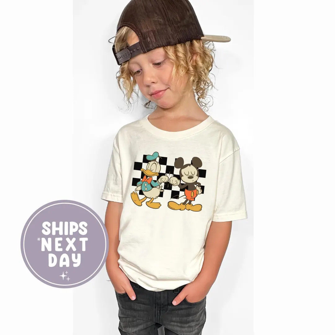 Personalized Checkered Mickey and Donald Toddler Shirt | Etsy (DACH)