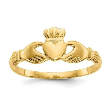 Primal Gold 10 Karat Yellow Gold High Polished 5mm Solid Claddagh Ring | Walmart (US)