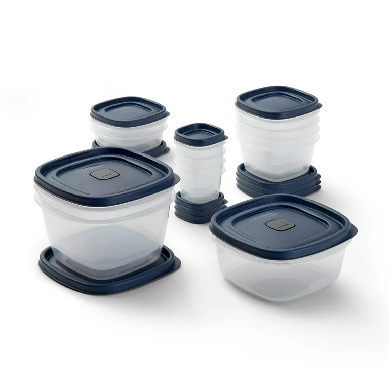 Rubbermaid 26-Piece BPA-Free Plastic Food Storage Set, Blue Vented Lids - Microwave, Dishwasher S... | Walmart (US)