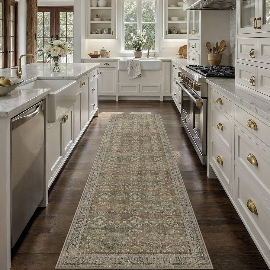 2x8 Brown Area Rug Runners for Hallways Washable Vintage Distressed Carpet Low Pile Non Slip Indo... | Amazon (US)