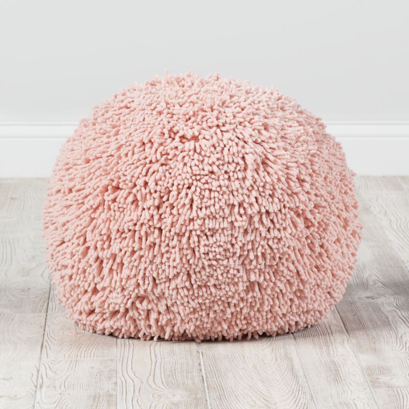Pink Shaggy Pouf + Reviews | Crate & Kids | Crate & Barrel