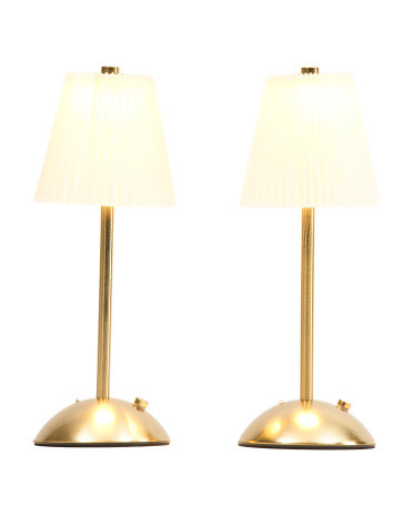 2pk 12in Pleated Fabric Rechargeable Touch Lamps | TJ Maxx