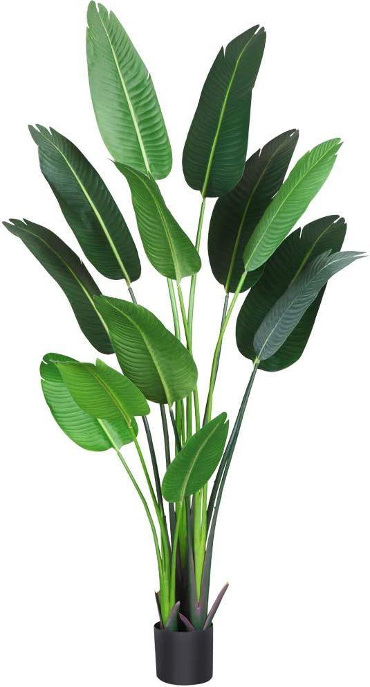 Fopamtri Artificial Bird of Paradise Plant 6 Feet Fake Palm Tree with 13 Trunks Faux Tree for Ind... | Amazon (US)