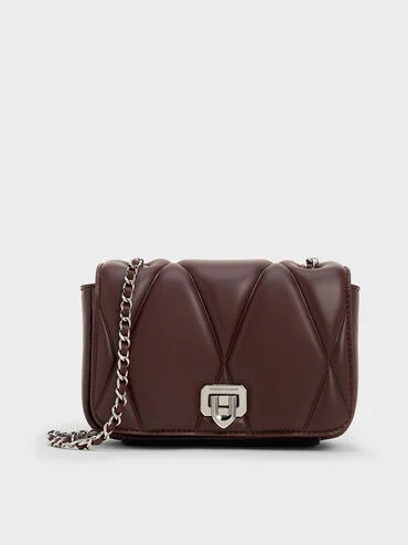 Arwen Quilted Shoulder Bag
 - Plum | Charles & Keith US