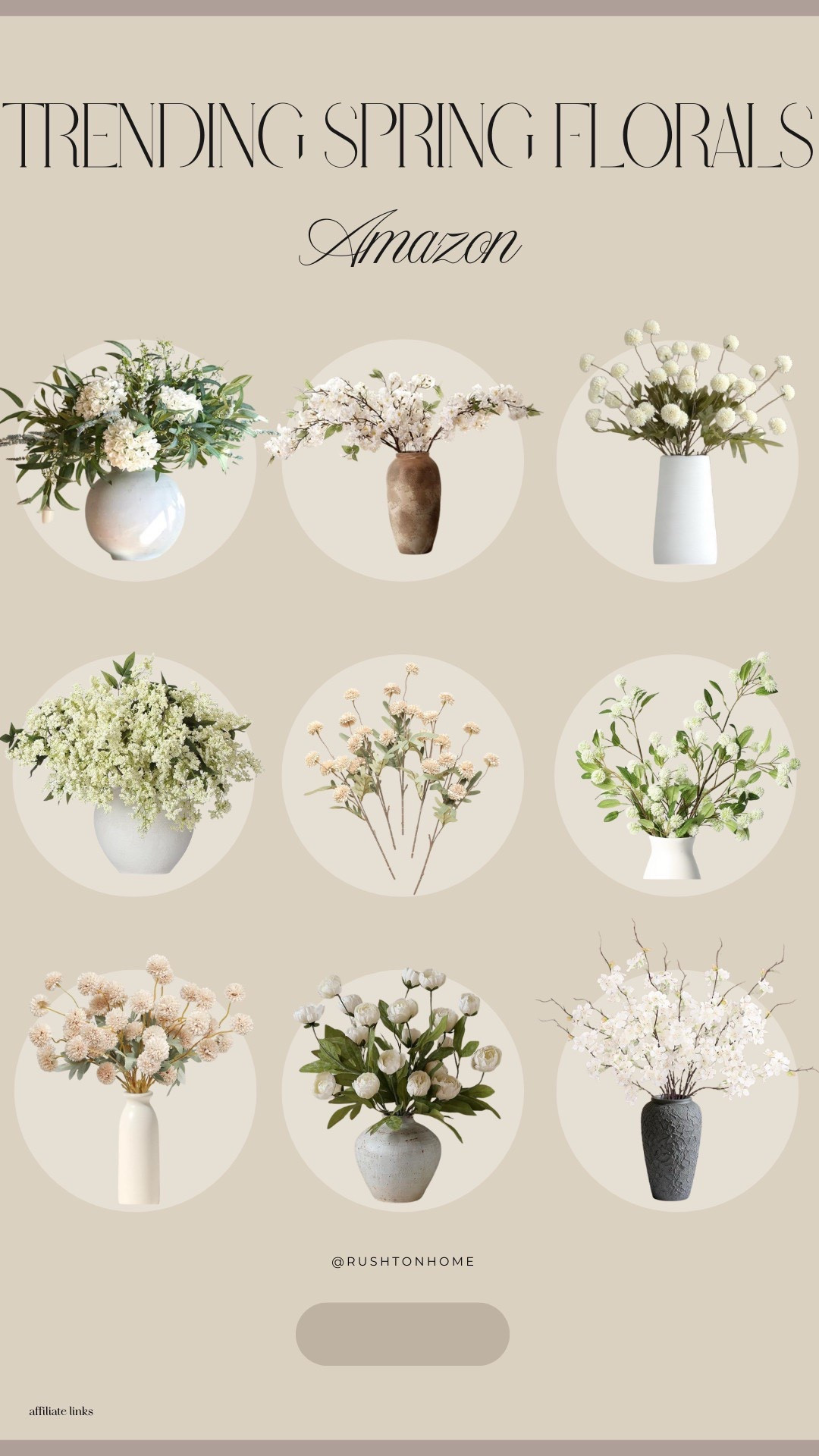 If your home is craving a spring refresh, start here!! These Amazon faux florals are trending for a reason - neutral, modern, and the easiest way to brighten a space without overpowering it.

I love them for organic modern homes, neutral floral arrangements, and simple vase fillers that work all season long.

Follow my shop @rushtonhome on the @shop.LTK app to shop this post and get my exclusive app-only content! Don’t forget to turn on post notifications using the 🔔 to get first dibs!

Follow @rushtonhome on Instagram and Pinterest for more home decor inspiration and affordable home finds!

Are you looking for anything home related? You’re in the right place! At Rushton Home, I do: home decor, living room, bedroom, affordable, walmart, target, amazon, wayfair, new arrivals, winter decor, spring decor, fall decor, fall finds, summer decor, home decor refresh, studio mcgee x target, hearth and hand, magnolia, holiday decor, seasonal decor, dining room decor, bedroom decor, living room decor, affordable home decor, furniture, weekend deals, sale, on sale, pottery barn, kirklands, west elm, bench, foyer table, faux florals, rugs, couches, sofa, sectional, dresser, nightstand, night stand, end tables, lamps, art, wall art, etsy, pillows, blanket, interior design, interior styling, bedding, side tables, bed frame, tray, side table, throw pillows, look for less, designer dupe, budget decor, bar stools, counter stools, vase, ceramic pottery, budget, budget friendly, coffee table, dining chairs, cane, rattan, wood, white wash, rustic amazon home, arch, brass hardware, gold hardware, vintage, antique, european inspired, french country, back in stock



#LTKHome #LTKSaleAlert