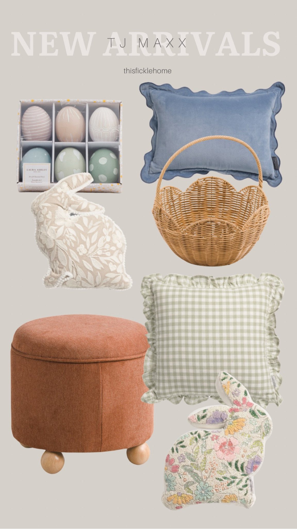 Spring home decor. Easter arrivals from TJ Maxx.

Bunny pillow. Decorative eggs. Rattan Easter basket. Scalloped edge decorative pillow.

#LTKHome #LTKSaleAlert #LTKSeasonal