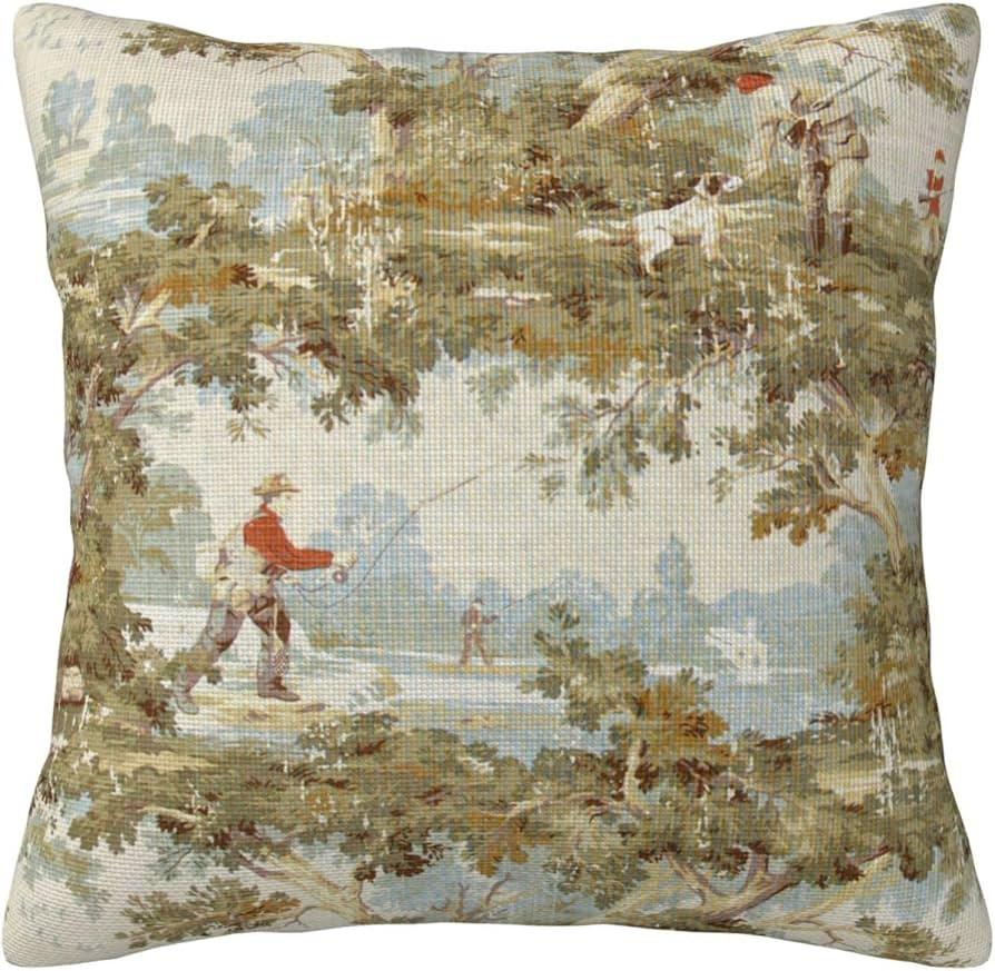 Farmhouse Rustic Vintage Throw Pillow Covers 18x18 Inch Country Home Decor Retro Pillow Case Fish... | Amazon (US)