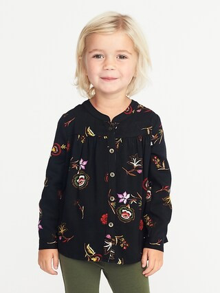 Old Navy Baby Floral-Print Tunic For Toddler Girls Black Floral Size 12-18 M | Old Navy US