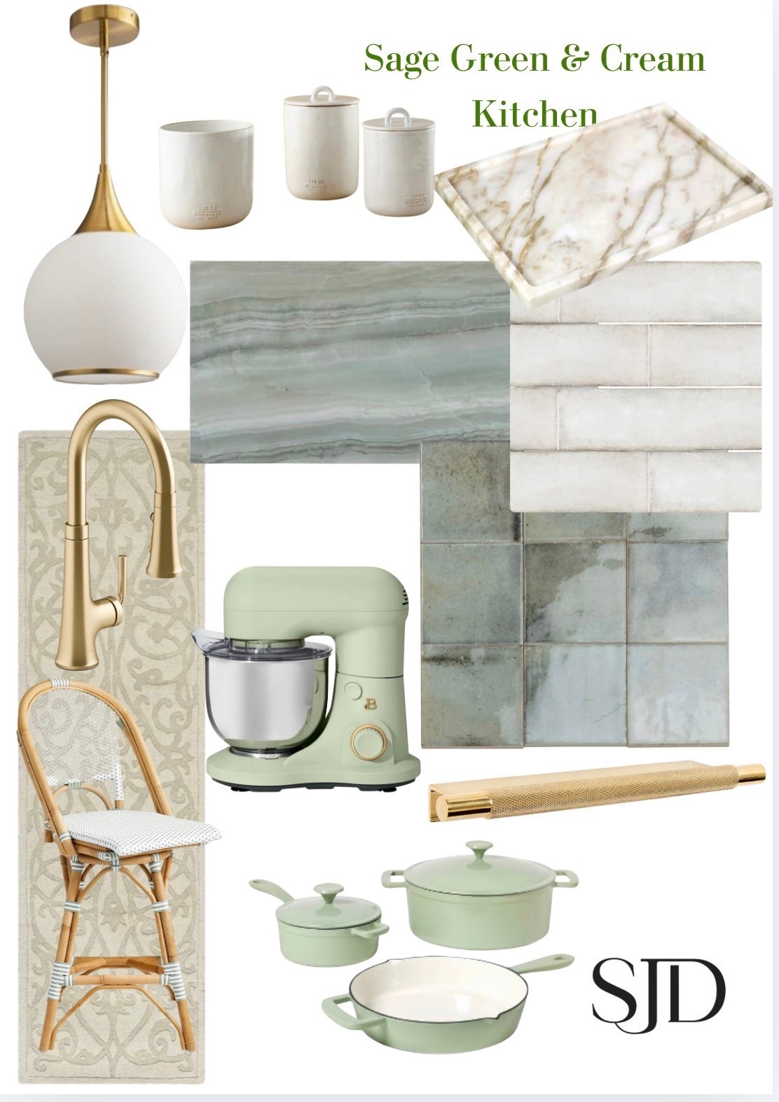 Soft, timeless, and just enough color. Sage green and cream create the perfect kitchen palette - warm, layered, and effortlessly elegant. Add marble and brass and you have a kitchen that feels both fresh and forever. #sagegreenkitchen #creamkitchen #kitchendecor 

#LTKHome