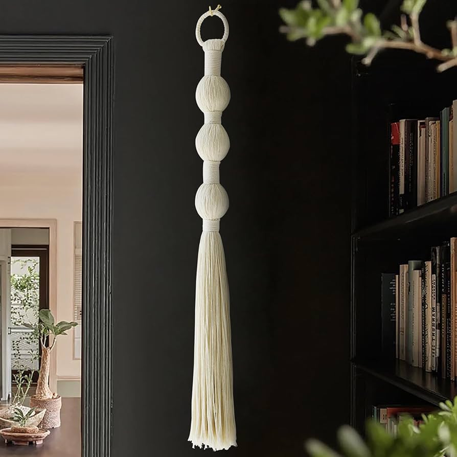IOWER Macrame Wall Hanging Small Sphericity Cotton Textile Tassel Wall Hanging Fiber Yarn Art for... | Amazon (US)