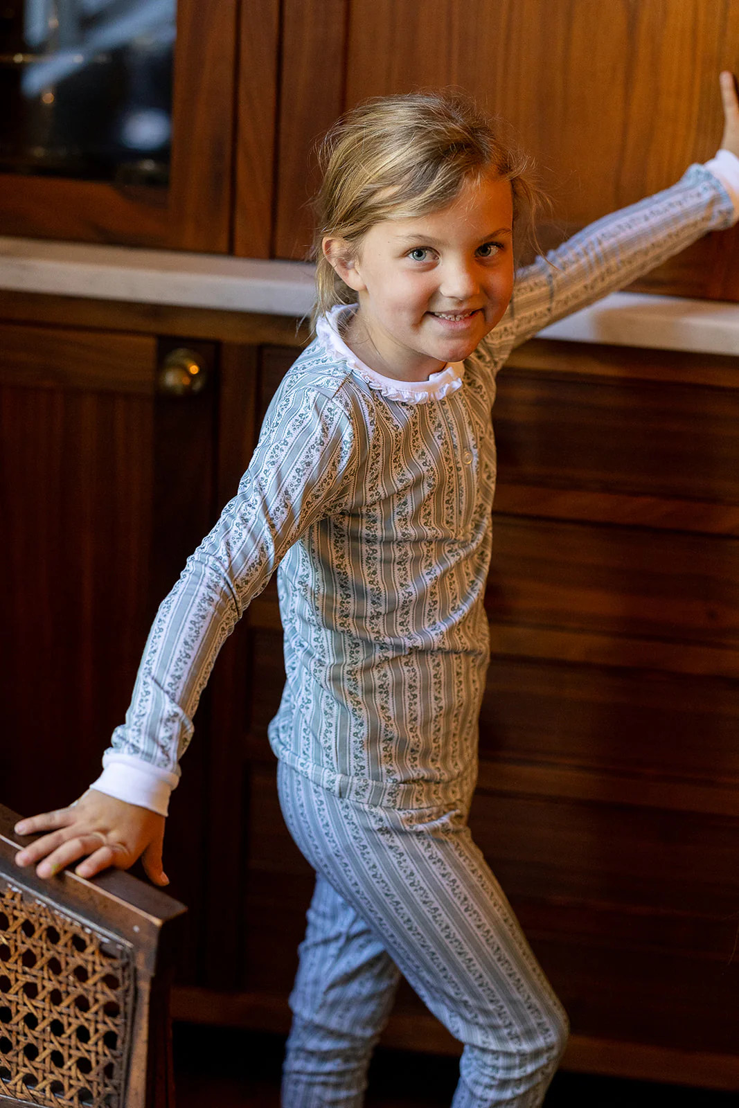 Girls Pajamas in Belleville Stripe Leland | Sun House Children's