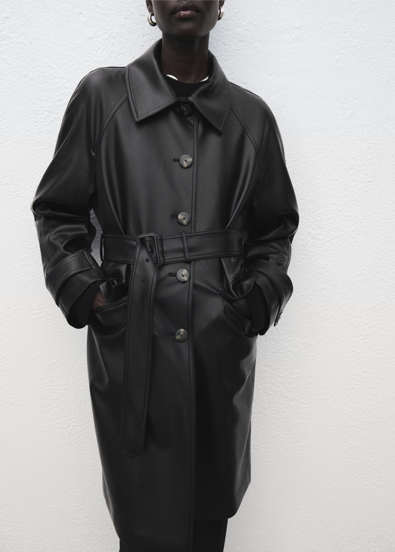 Long faux-leather trench coat with belt - Women | MANGO USA | Mango (US/MX/AU)