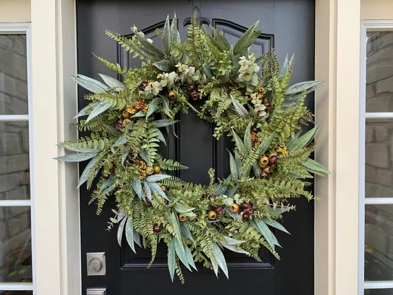 FALL Wreaths for Front Door XL Foliage and Fern Year Round | Etsy | Etsy (US)